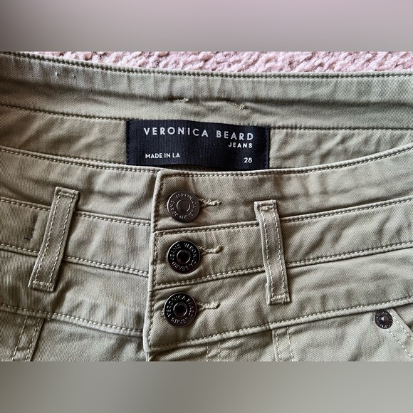 Veronica Beard Marley High-Rise Wide Leg Pants 28 Olive Convertible Ankle Tabs - Picture 9 of 16